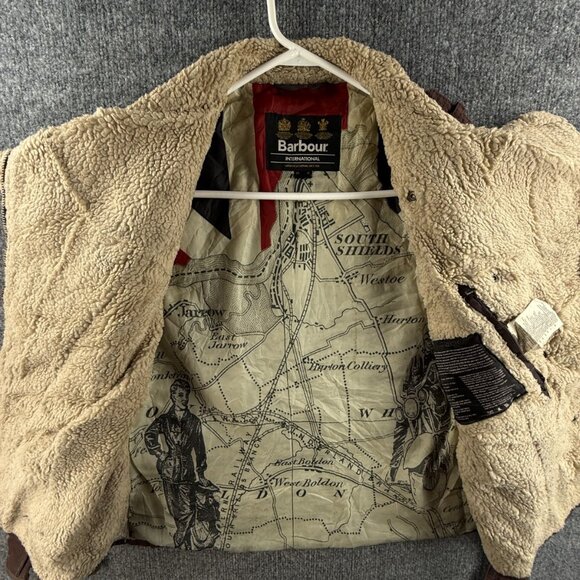 Barbour International MATLOCK Brown Size 6 Waxed Jacket Women Fleece Inside - Picture 12 of 16
